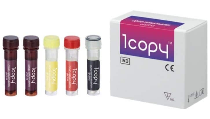 The package of 1copy™ COVID-19/FluA/FluB/RSV qPCR Kit.